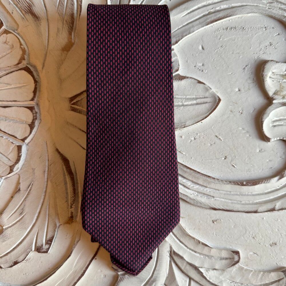 Lanvin navy and red silk men’s neck tie